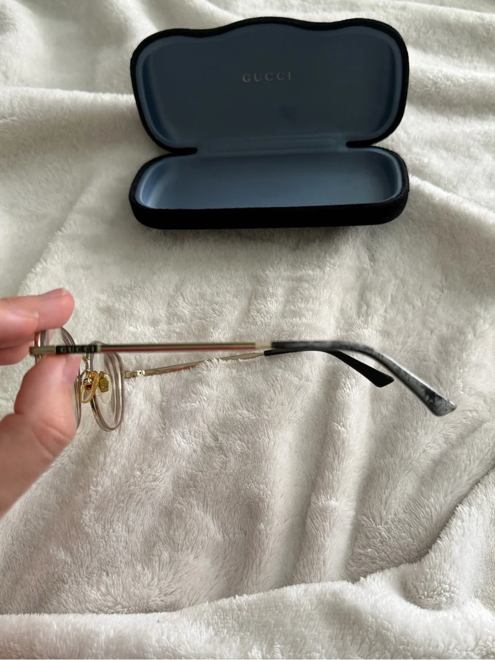 Gucci Women's Silver & Black Metal Frame Eyeglasses